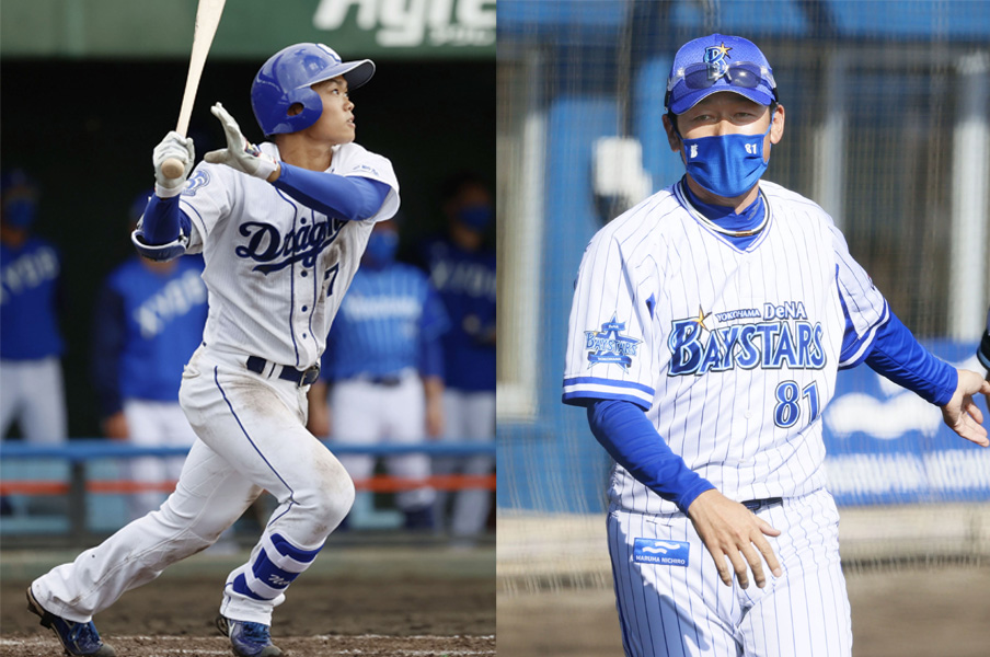 アピールを続ける中日の3年目・根尾(左)。DeNA・三浦監督は移籍した梶谷の穴をどう埋めるか。©KYODO