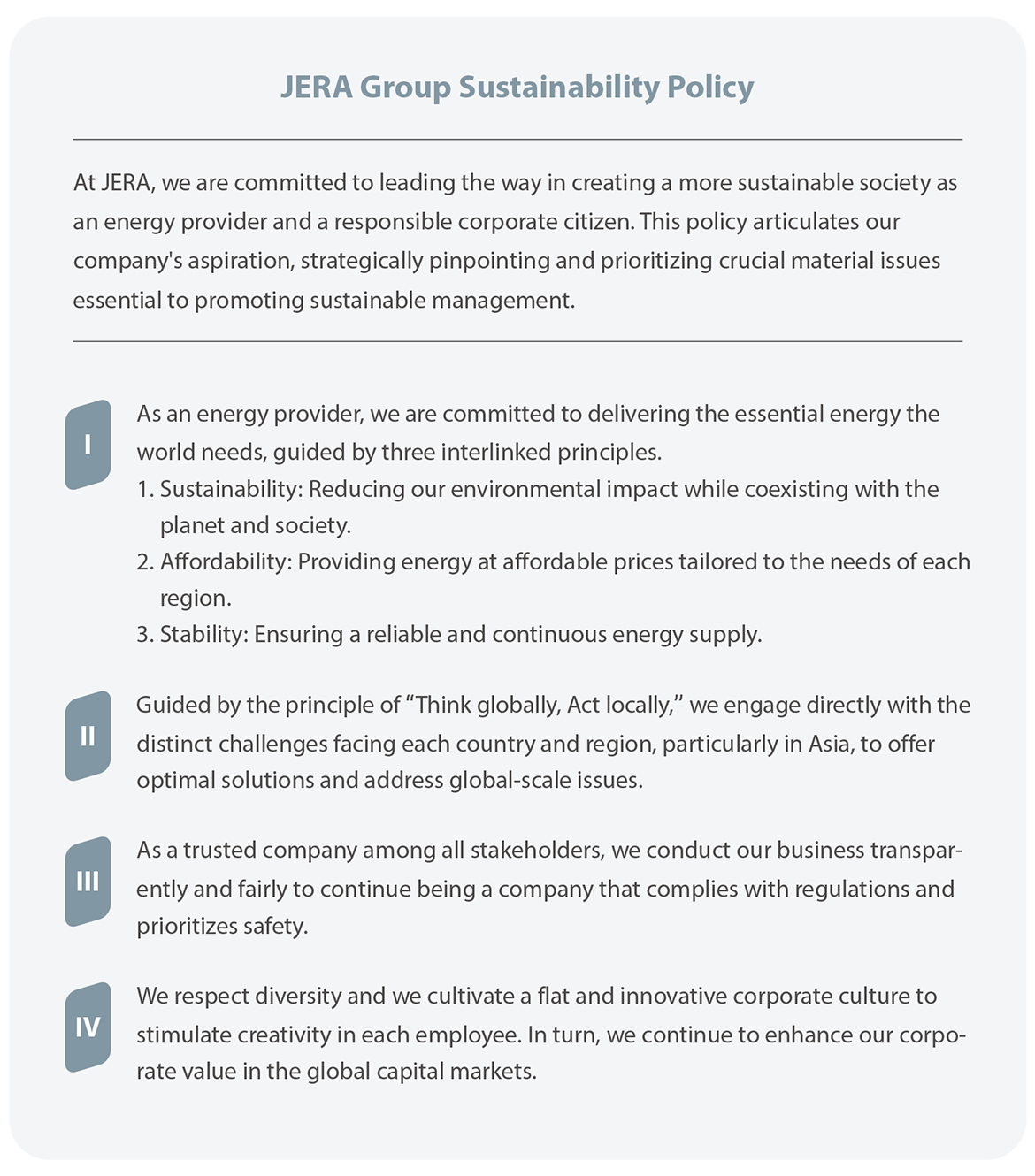 JERAグループ サステナビリティ基本方針