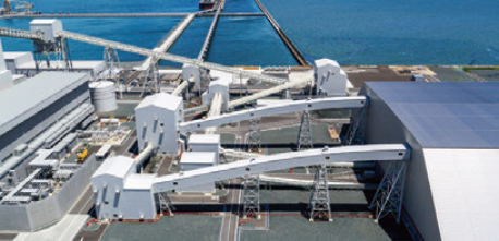 Above: Enclosed conveyor belt Top right: Indoor coal storage area