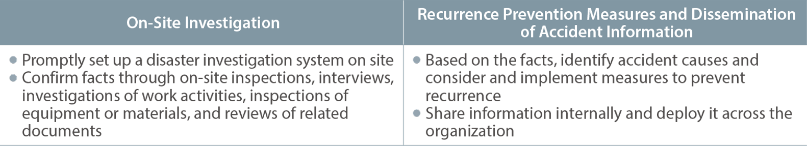 Investigating Incidents Related to Occupational Accidents When They Occur